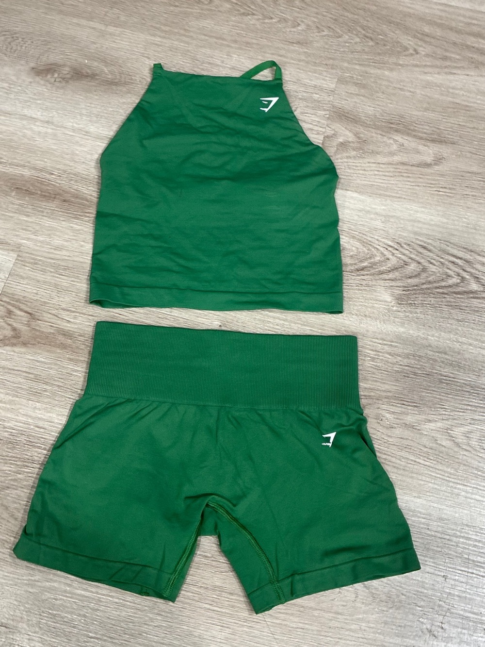 Gymshark soft motion Green Neck Crop Top & Shorts Set